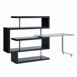 Buck II Writing Desk With BookShelf (Black)