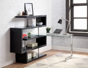 Buck II Writing Desk With BookShelf (Black)