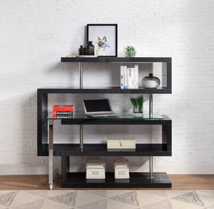 Buck II Writing Desk With BookShelf (Black)