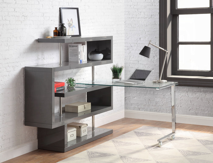 Buck II Writing Desk With BookShelf (Grey)