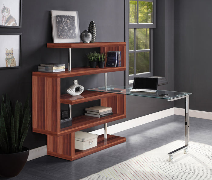 Buck II Writing Desk With BookShelf (Walnut)