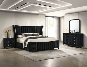 Armany Black Velvet Bedroom Collection