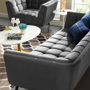 Adept Performance Velvet Sofa (Grey)