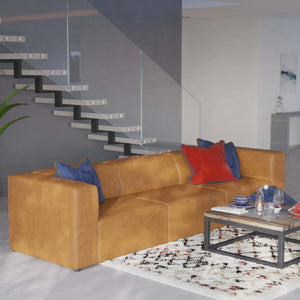 Mingle Vegan Leather 3-Piece Sectional Sofa (Tan)