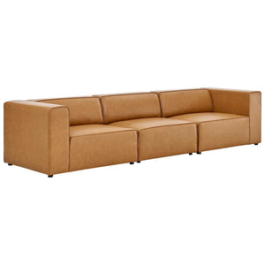 Mingle Vegan Leather 3-Piece Sectional Sofa (Tan)
