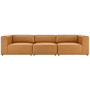 Mingle Vegan Leather 3-Piece Sectional Sofa (Tan)