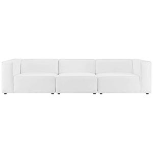 Mingle Vegan Leather 3-Piece Sectional Sofa (White)