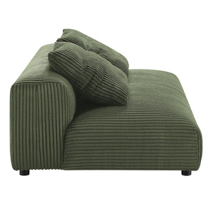 Solace Modular Corduroy Upholstered Armless Loveseat and Ottoman Set Fern Green