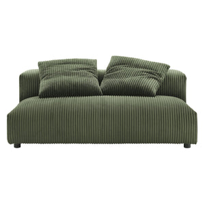 Solace Modular Corduroy Upholstered Armless Loveseat and Ottoman Set Fern Green