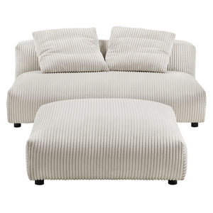 Solace Modular Corduroy Upholstered Armless Loveseat and Ottoman Set