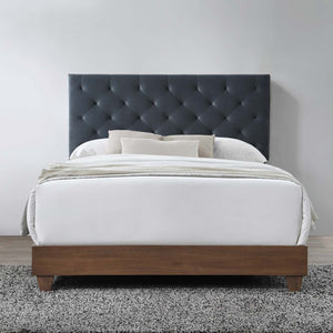 Rhiannon Diamond Tufted Upholstered Queen Velvet Bed (Charcoal)