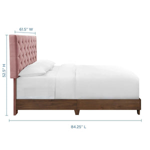 Rhiannon Diamond Tufted Upholstered Queen Velvet Bed (Pink)