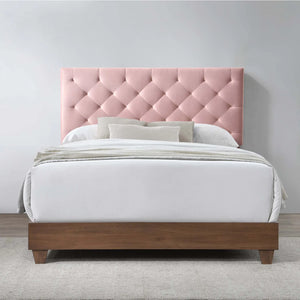 Rhiannon Diamond Tufted Upholstered Queen Velvet Bed (Pink)