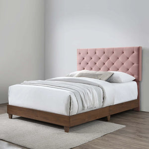 Rhiannon Diamond Tufted Upholstered Queen Velvet Bed (Pink)