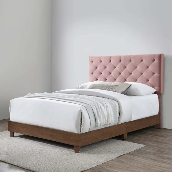 Rhiannon Diamond Tufted Upholstered Queen Velvet Bed (Pink)