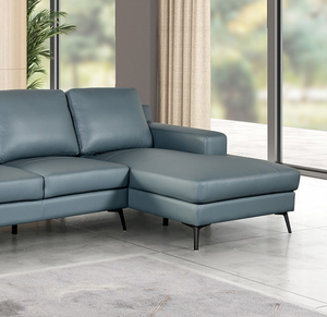 Stordal Blue Leather Match Sectional