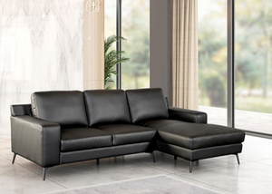 Stordal Black Leather Match Sectional