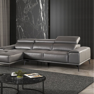 Vadso Leather Match Adjustable sectional in Grey