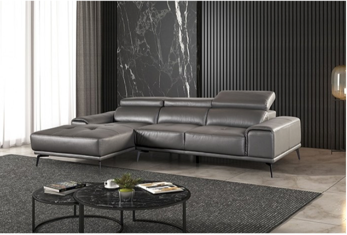 Vadso Leather Match Adjustable sectional in Grey