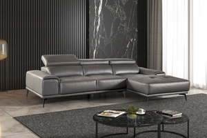 Vadso Leather Match Adjustable sectional in Grey