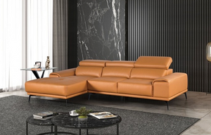 Vadso Leather Match Adjustable sectional in Tangerine