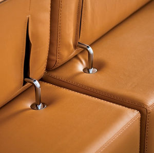 Vadso Leather Match Adjustable sectional in Tangerine