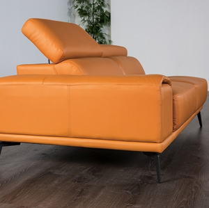 Vadso Leather Match Adjustable sectional in Tangerine