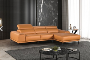 Vadso Leather Match Adjustable sectional in Tangerine