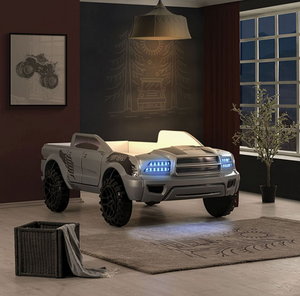 Roverton Twin Truck Bed with Lights and sounds (Silver)