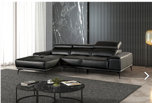 Vadso Leather Match Adjustable sectional in Black (Right or Left Chaise)