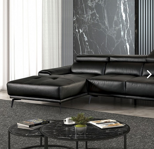 Vadso Leather Match Adjustable sectional in Black (Right or Left Chaise)