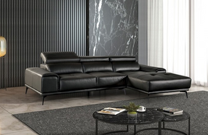 Vadso Leather Match Adjustable sectional in Black (Right or Left Chaise)