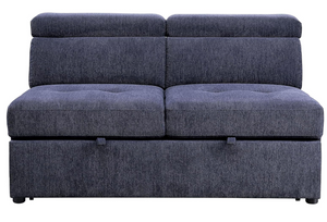 Nekoda Navy Storage Sleeper Sectional Sofa and Ottoman (Blue)