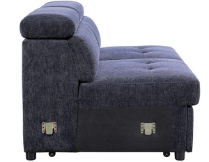 Nekoda Navy Storage Sleeper Sectional Sofa and Ottoman (Blue)