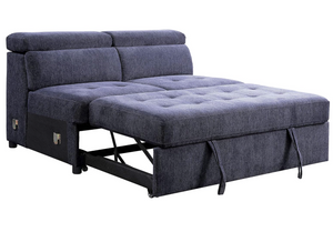 Nekoda Navy Storage Sleeper Sectional Sofa and Ottoman (Blue)