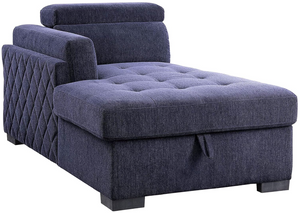 Nekoda Navy Storage Sleeper Sectional Sofa and Ottoman (Blue)