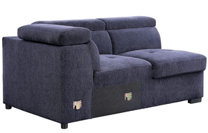 Nekoda Navy Storage Sleeper Sectional Sofa and Ottoman (Blue)