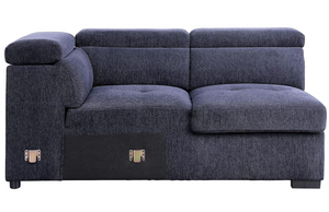 Nekoda Navy Storage Sleeper Sectional Sofa and Ottoman (Blue)