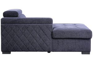 Nekoda Navy Storage Sleeper Sectional Sofa and Ottoman (Blue)