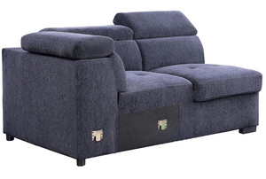 Nekoda Navy Storage Sleeper Sectional Sofa and Ottoman (Blue)