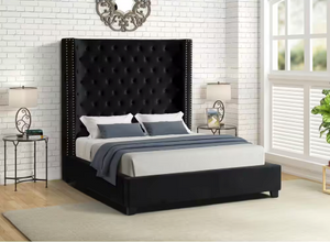 Ingrid Velvet Upholstered Bed (Black)