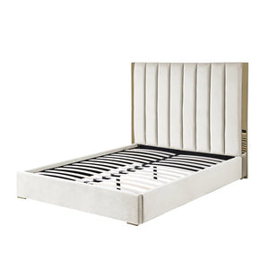 Carys Velvet Upholstered Bed (Beige)