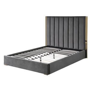 Carys Velvet Upholstered Bed (Grey)