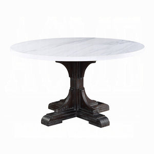 Gerardo 5-PCS Round Table Dining Set (Marble Top/Weathered Espresso)