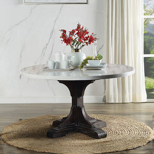 Gerardo 5-PCS Round Table Dining Set (Marble Top/Weathered Espresso)