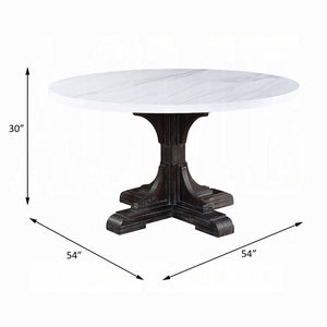 Gerardo 5-PCS Round Table Dining Set (Marble Top/Weathered Espresso)