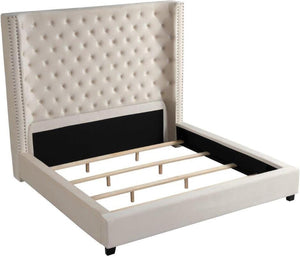 Ingrid Velvet Upholstered Bed (Beige)