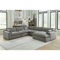 Elyza 5-Piece Sectional with Right Chaise (Smoke)