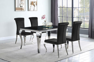 Betty Upholstered Side Chairs (Set of 4) (Black and Chrome)