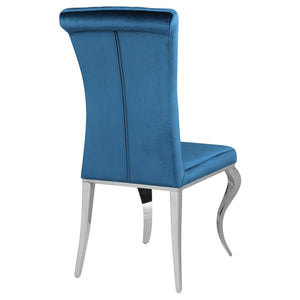 Betty Upholstered Side Chairs (Set of 4) (Teal and Chrome)
